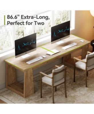 86.6" Two Person Office Desk Computer Desk, Gaming Double Desks for 2 People, Wood Large Writing Table, Home Office Workstation for 2