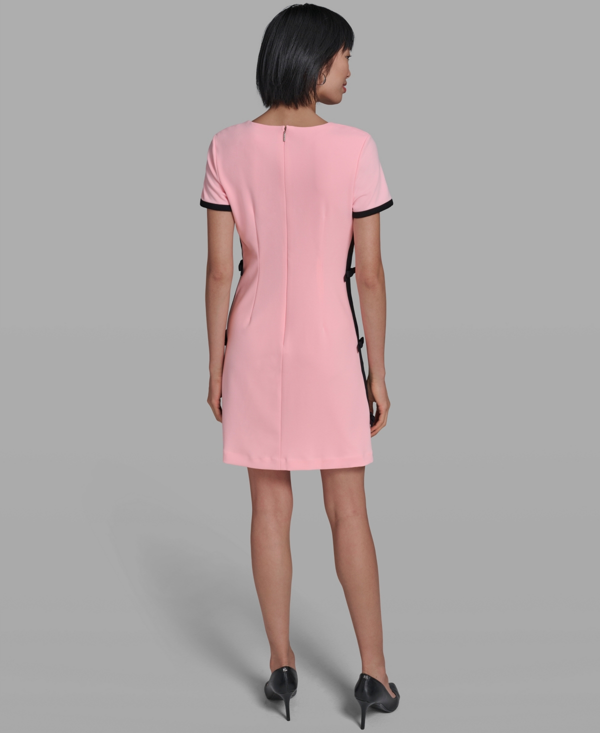 Karl Lagerfeld Paris Women's Bow Trim Scuba Crepe Sheath Dress