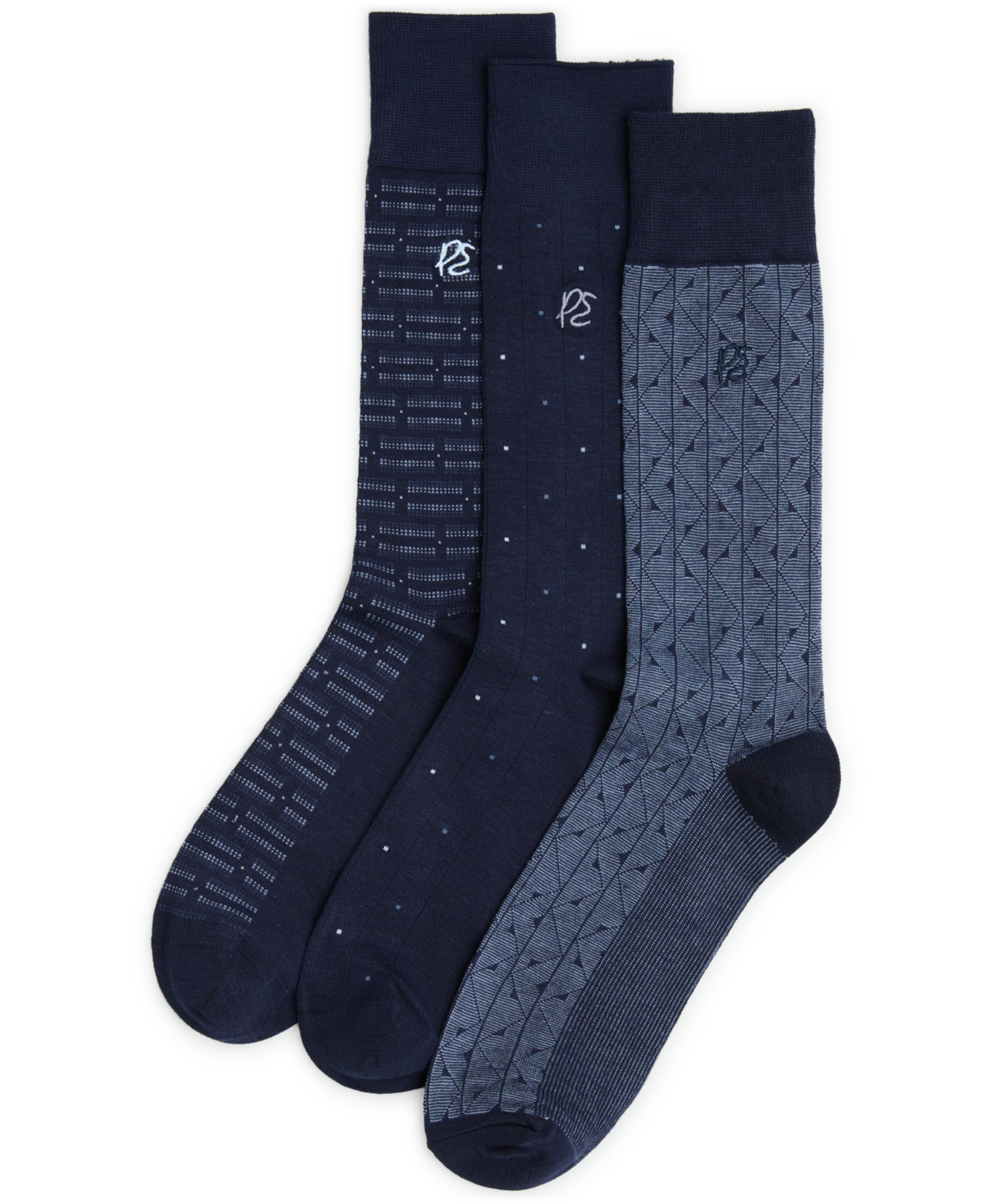 Perry Ellis Portfolio Men's Patterned Rib Mix Socks, 3-Pack