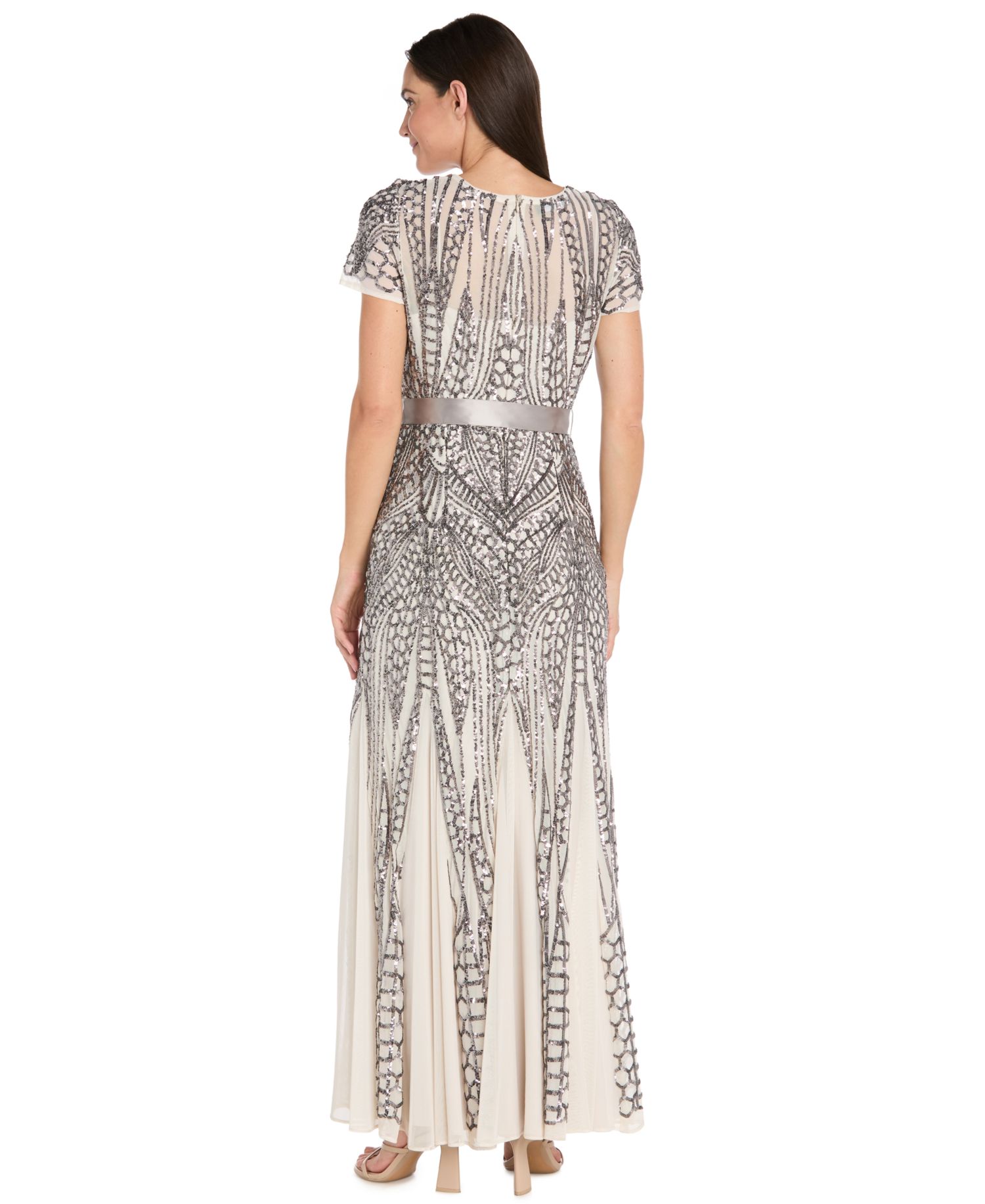 Women’s Long Sequin Short-Sleeve Gown