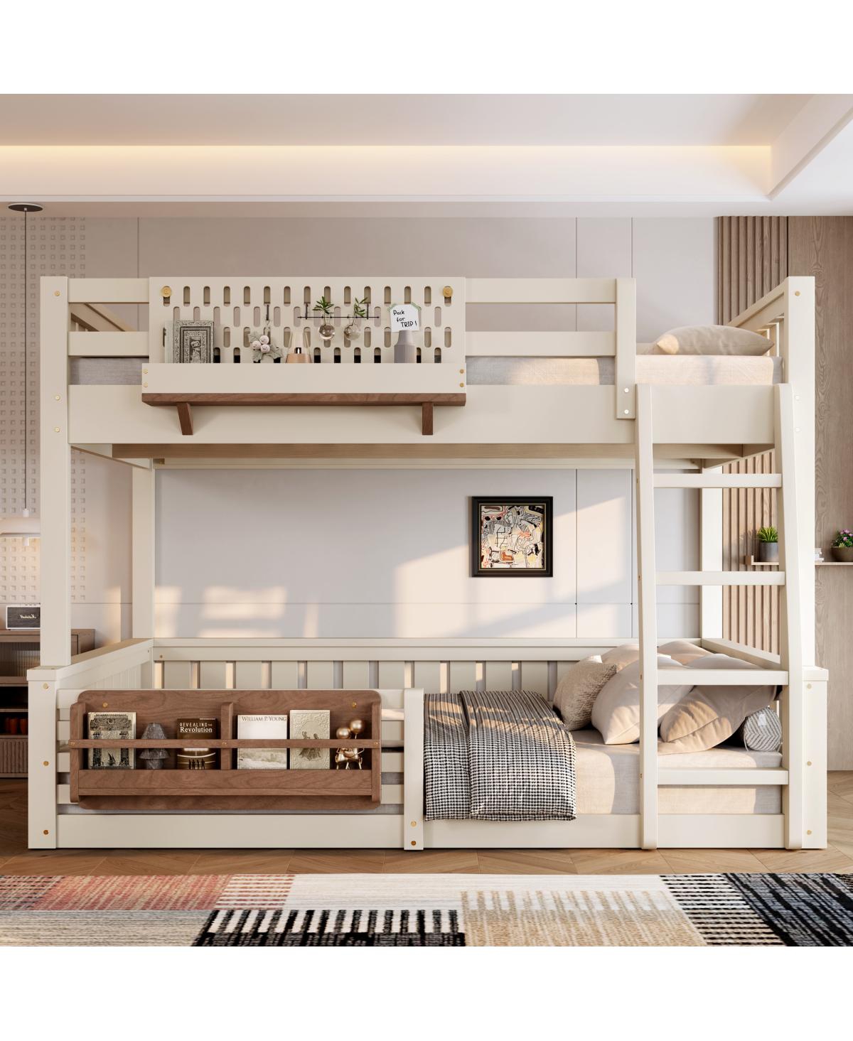 Streamdale Furniture Full Xl over Queen Bunk Bed with Ladder, Pegboard, Bookshelf