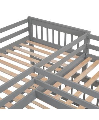 Twin over Full L-Shaped Bunk Bed with Drawers, Desk, Wardrobe