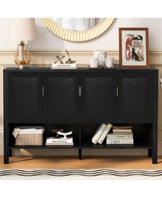 Streamdale 55.1" 4-Door Storage Sideboard with Open Shelf & Adjustable Shelves