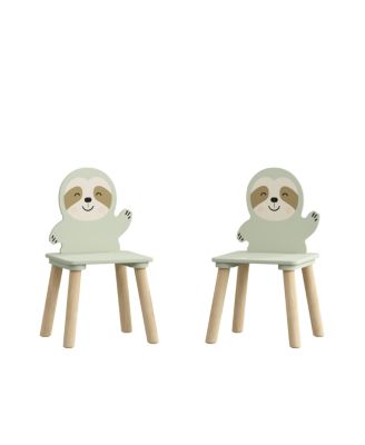 Streamdale Kids Table and Chair Set with 2 Sloth Chairs, Wooden Toddler Activity Table - Sage Green & Wood