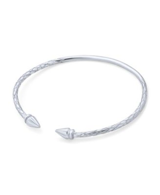 Western Jewelry Spear Acorn Pyramid Pointed Tips Stackable Bangle Bracelet .925 Sterling Silver