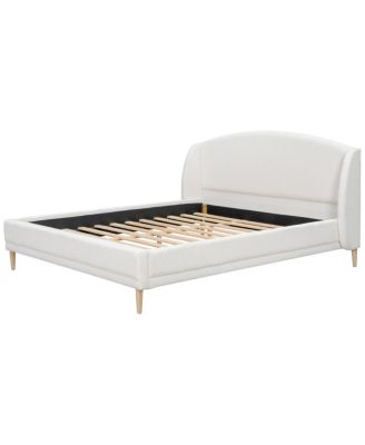 King Size Boucle Upholstered Bed Frame with Wingback Headboard
