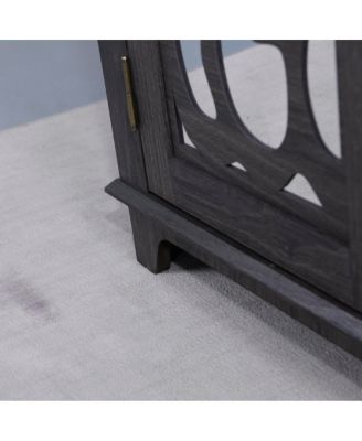  Display sideboard buffet with 4 mirrored doors, adjustable shelves, dark Brown finish