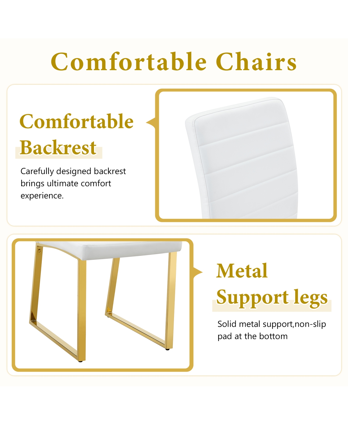 Streamdale Furniture Marble patterned glass dining chair set with gold decoration