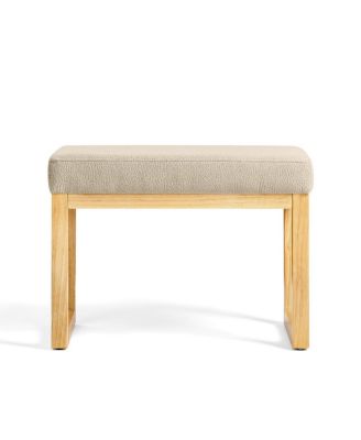 Shoe-changing bench with wooden frame and cushioned seat - Brown