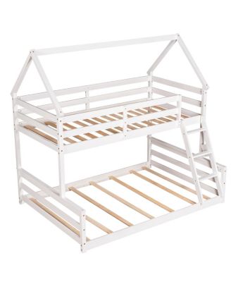 Twin over Full House Bunk Bed with Built-in Ladder
