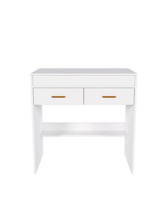 Flip Top Vanity Desk with LED Mirror & Outlet