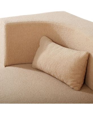 2-in-1 Convertible Sofa Bed, Full Size Folding Loveseat Couch with Teddy Fabric, Apricot