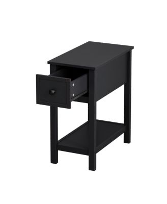 Space saving table with drawer and shelf, solid wood veneer