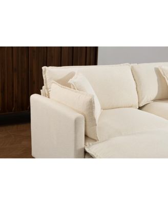 Modern 4-Seat Sectional Sofa with 2 Ottomans & Pillows, 149.61