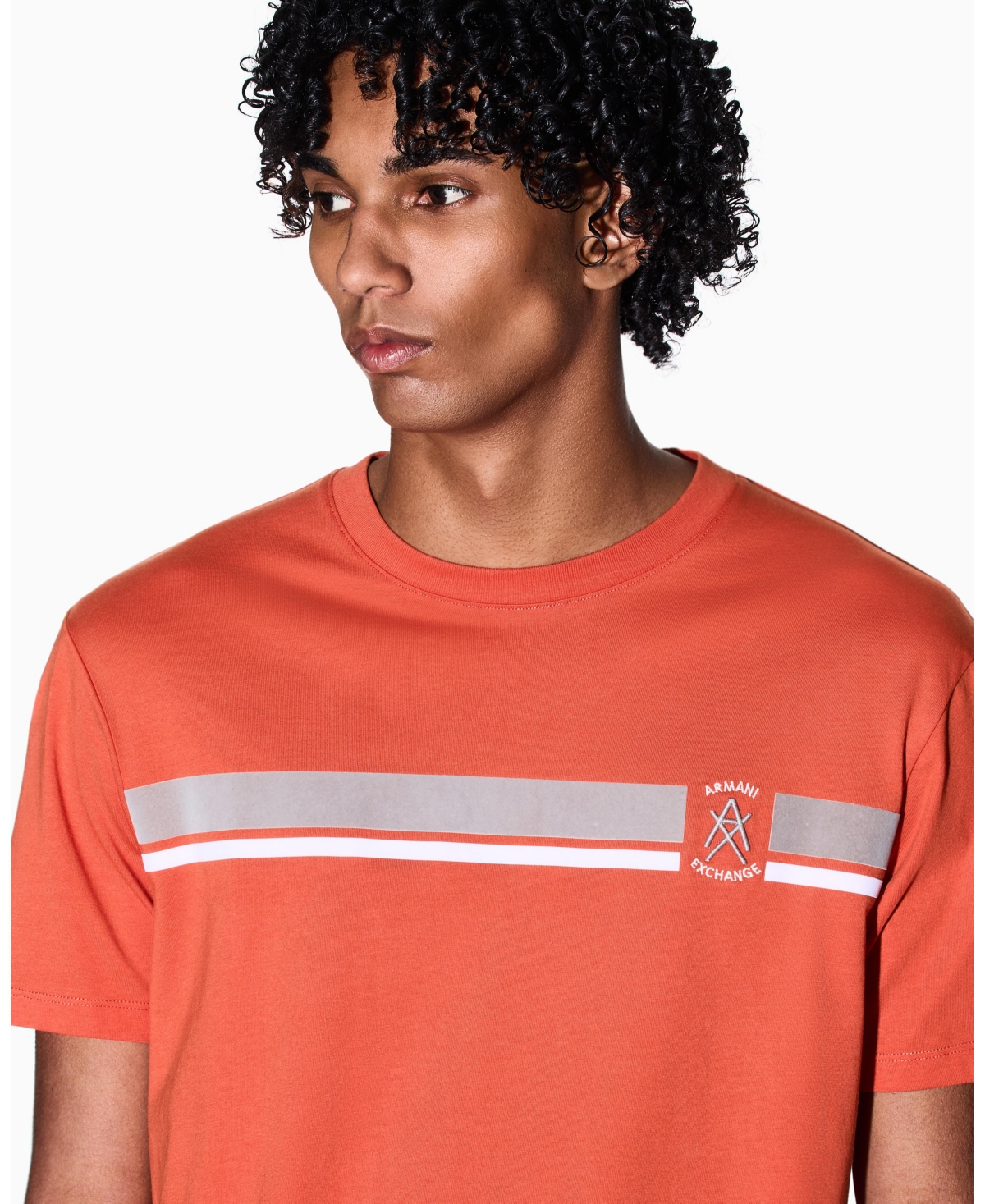 A|X Armani Exchange Men's Short Sleeve Flocked Stripe T-Shirt