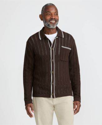 Men's Long Sleeve Button Through Summer Polo Cardigan
