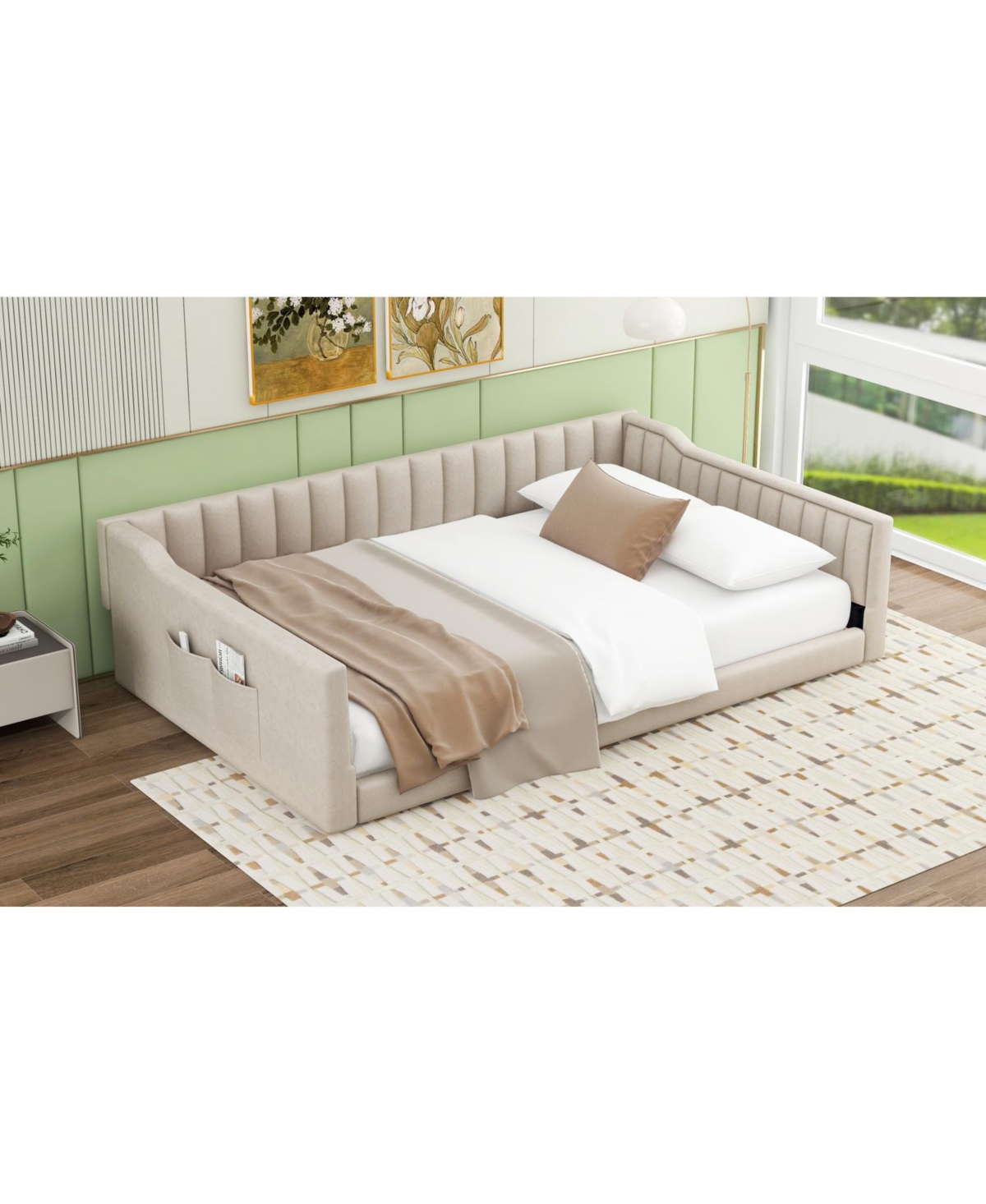 Streamdale Furniture Full Xl Upholstery Daybed and Side Storage Pocket