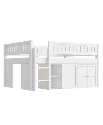 Loft Bed with Storage Cabinet and Chalkboard Panel