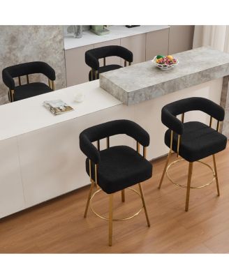 Modern decorative chair with gold metal legs, Teddy fleece upholstered