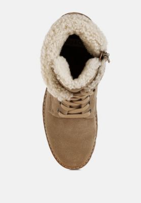 Womens Madoka Fur Collar Chunky Ankle Boots