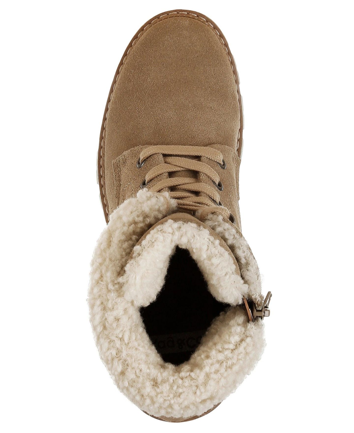 Женские ботинки Rag & Co Madoka Fur Collar Chunky Ankle, цвет: Бежевый замшевый — фото 4