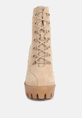 YOKO Womens Fine Suede Quilted Ankle Boots