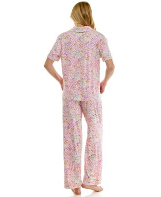 Women's Short-Sleeve Shirt and Pants, 2-Piece Pajama Set