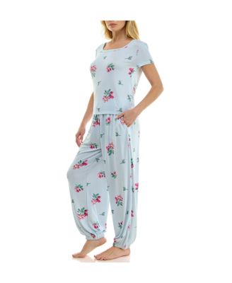Women's Short-Sleeve T-Shirt & Balloon Pants, 2-Piece Pajama Set