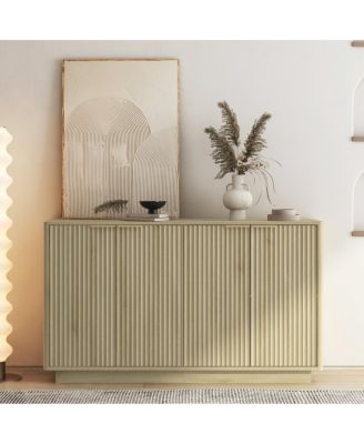 Wood Modern Buffet Cabinet with Storage, Fluted Sideboard, Credenza, Accent Cabinet