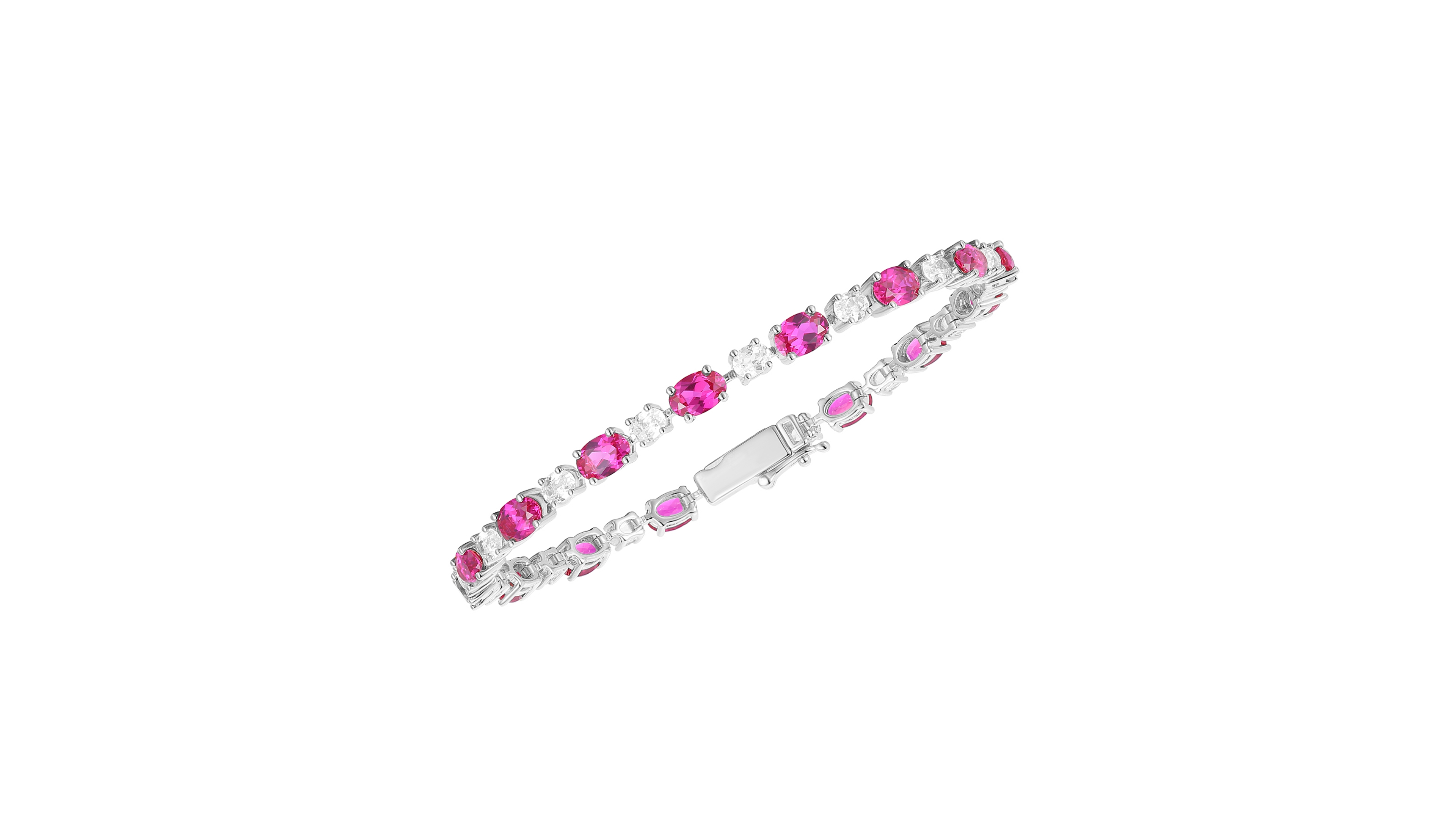 Macy's Lab-Grown Sapphire (8.5 ct. t.w.) and White Sapphire (3.25 ct. t.w.) Bracelet in Sterling Silver (Also Available in Ruby)