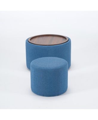 Ball & Cast Nesting Storage Ottomans (2), Linen Upholstered