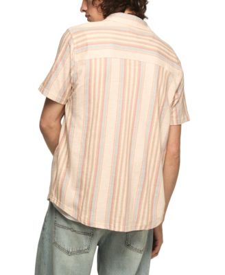 Men's Short-Sleeve Striped Linen Knit Shirt