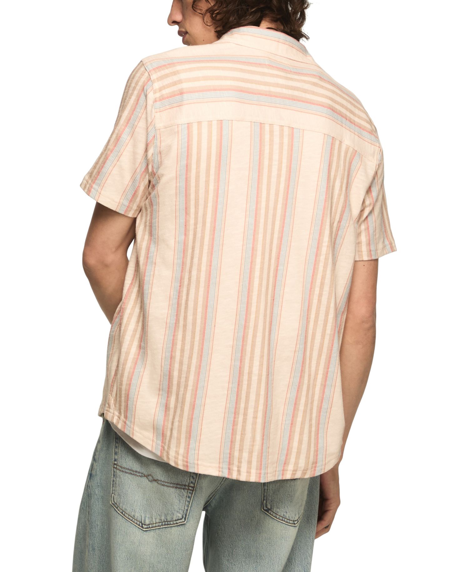 Men's Stripe Spread Collar Button-Down Shirt