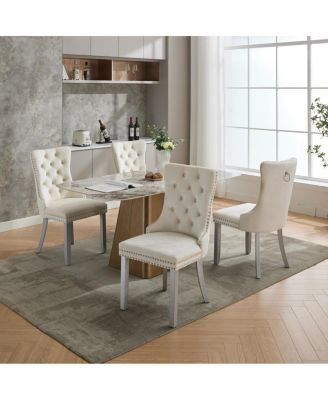 Streamdale Nikki Collection Modern Velvet Dining Chair, Milky White (2-Pcs)