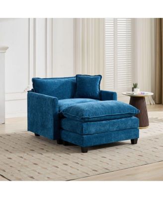 Streamdale Cloud Sofa Ottoman, Modern Sectional Couch for Living Room, Blue Chenille Fabric