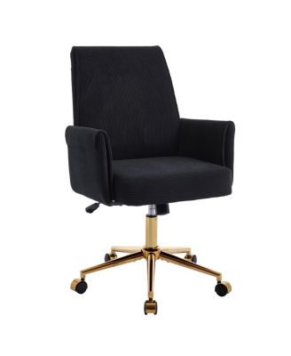 Streamdale Mid-back liftable office chair, striped fabric, ergonomic design, Black