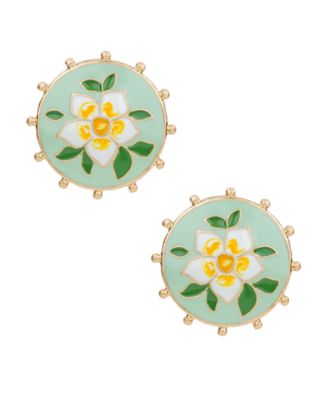 Gold-Tone Cloisonne Collection Button Post Earrings