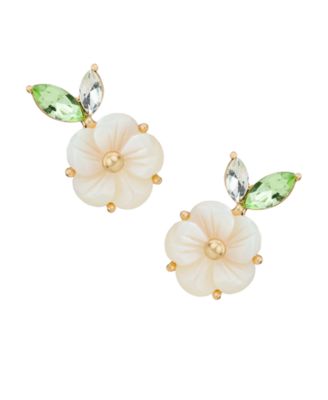 Gold-Tone Flower & Leaf Post Earrings