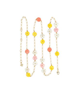 Gold-Tone Raffia Collection Flower Station Necklace
