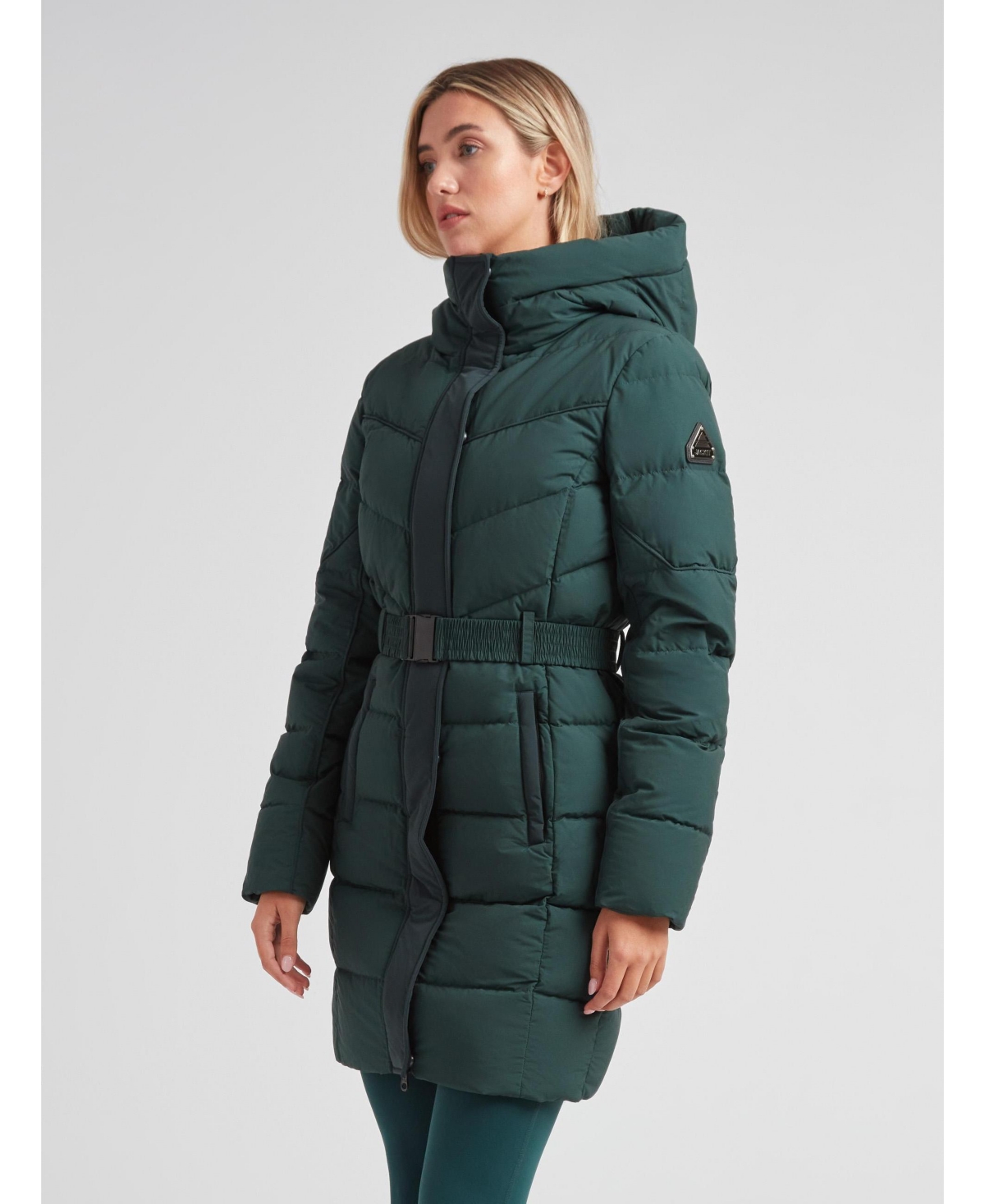 JACK1T Women's Diamond Belted Hooded Down Coat