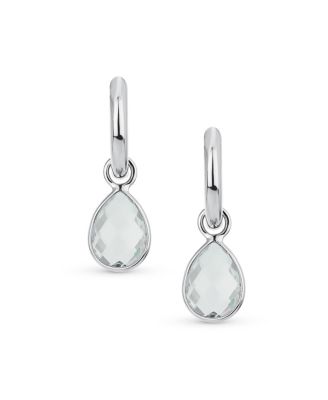 Classic 2 CTW Natural Blue Aquamarine Teardrop Huggie Drop Earrings .925 Sterling Silver