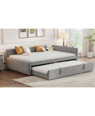 Upholstered L-Shaped Daybed with Twin Trundle