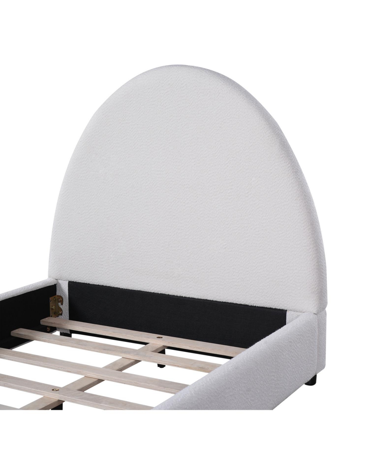 Streamdale Furniture Twin Size Bed Frame With Boucle Upholstered Round Curved Headboard