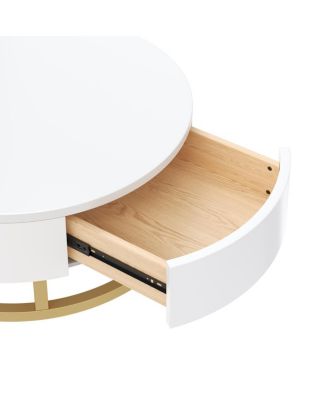 Modern Round Lift-top Nesting Coffee Tables with 2 Drawers