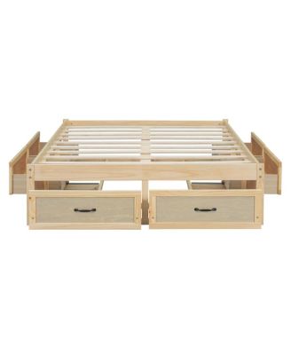 Full Size Platform Bed with 6 Storage Drawers