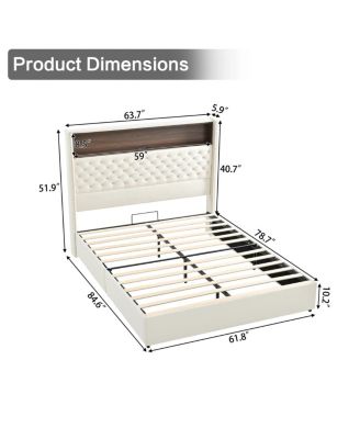 Queen Size Velvet Tufted Bed Frame with USB & Night Light
