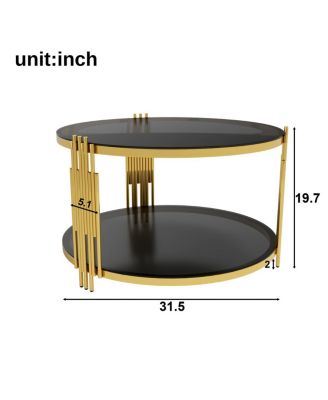 Living Room Table Set: 3-Piece Round Glass & Gold Metal Tables
