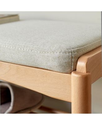  Solid Wood Shoe Bench with Cushion