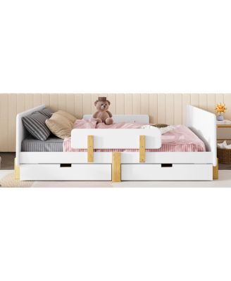 Full Size Platform Bed with Storage, Solid Wood Frame, No Box Spring Needed