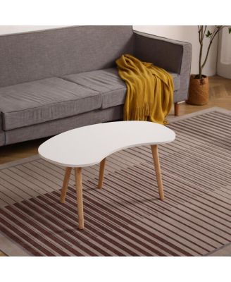 Streamdale Nut Shape Coffee Table with Solid Wood Legs, 35x21 Inches